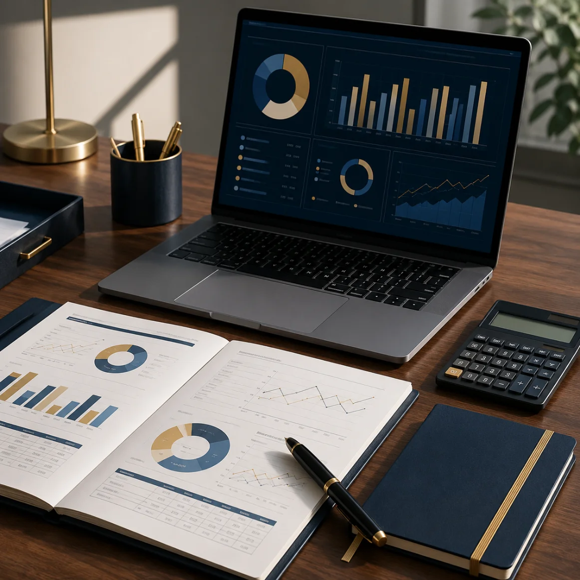 Financial reports and dashboards prepared by Globoff's outsourced accountants