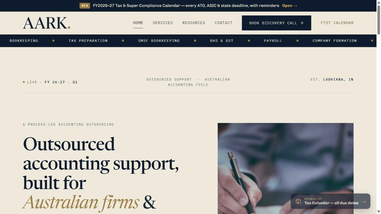 Aark Accounting website