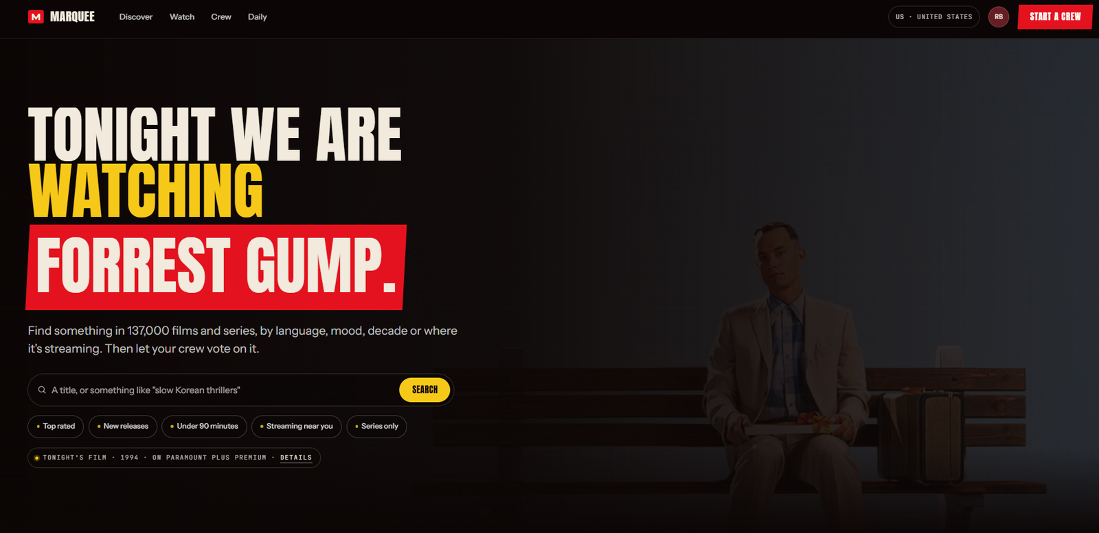 Marquee homepage
