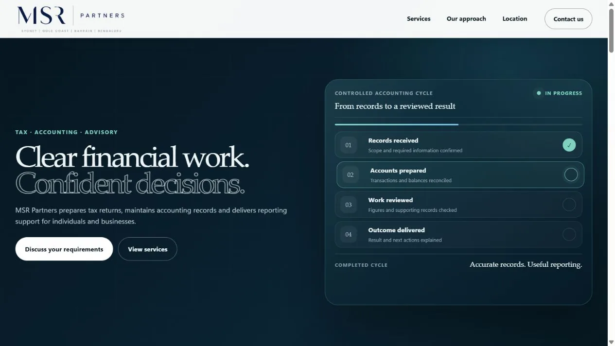 MSR Partners website homepage