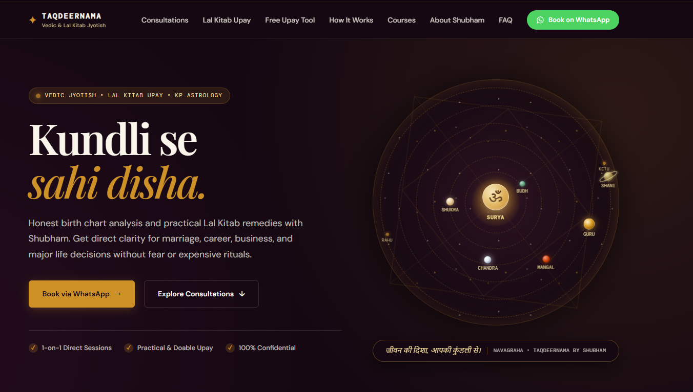 TaqdeerNama Vedic astrology and consultation website